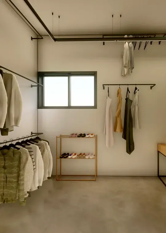 Local comercial con racks de ropa